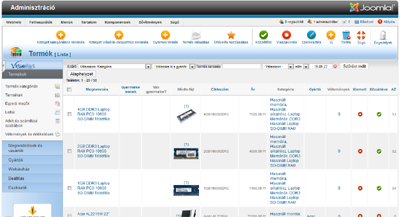 VirtueMart adminisztráció VirtueMart adminisztráció